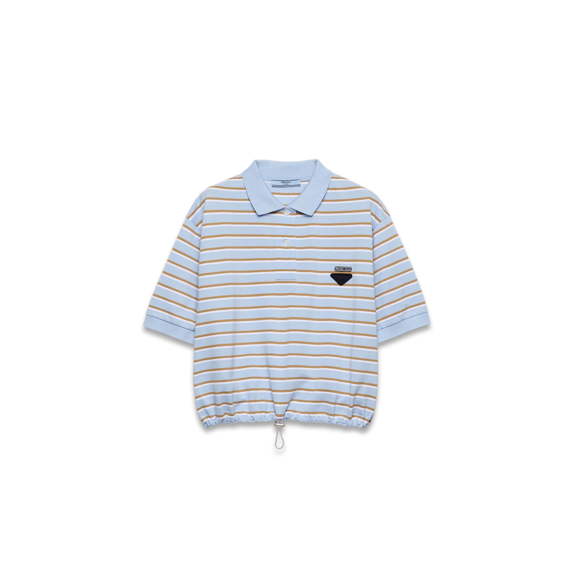 PRADA CROPPED STRIPED PIQUÉ POLO SHIRT 39609